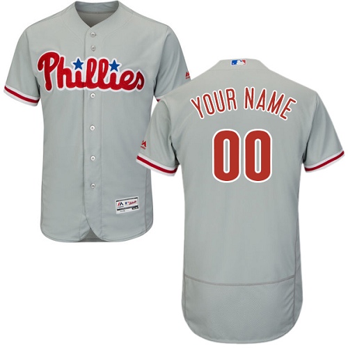 Philadelphia Phillies Gray Men's Customized Flexbase Jersey Philadelphia Phillies Gray Men's Customized Flexbase Jersey