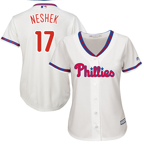 Phillies #17 Pat Neshek Cream Alternate Women's Stitched MLB Jersey Phillies #17 Pat Neshek Cream Alternate Women's Stitched MLB Jersey