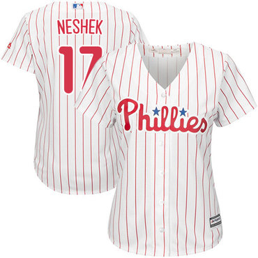 Phillies #17 Pat Neshek White(Red Strip) Home Women's Stitched MLB Jersey Phillies #17 Pat Neshek White(Red Strip) Home Women's Stitched MLB Jersey