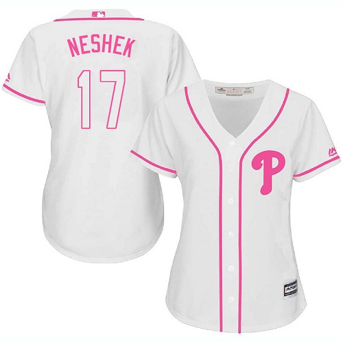 Phillies #17 Pat Neshek White Pink Fashion Women's Stitched MLB Jersey Phillies #17 Pat Neshek White Pink Fashion Women's Stitched MLB Jersey
