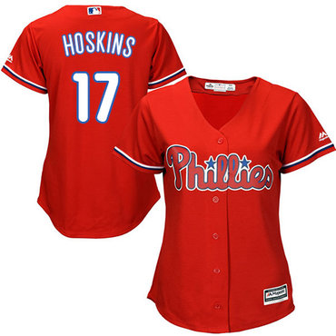 Phillies #17 Rhys Hoskins Red Alternate Women's Stitched MLB Jersey Phillies #17 Rhys Hoskins Red Alternate Women's Stitched MLB Jersey