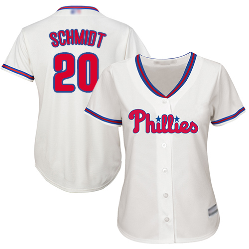Phillies #20 Mike Schmidt Cream Alternate Women's Stitched Baseball Jersey Phillies #20 Mike Schmidt Cream Alternate Women's Stitched Baseball Jersey