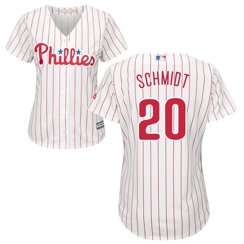 Phillies #20 Mike Schmidt White(Red Strip) Home Women's Stitched MLB Jersey Phillies #20 Mike Schmidt White(Red Strip) Home Women's Stitched MLB Jersey