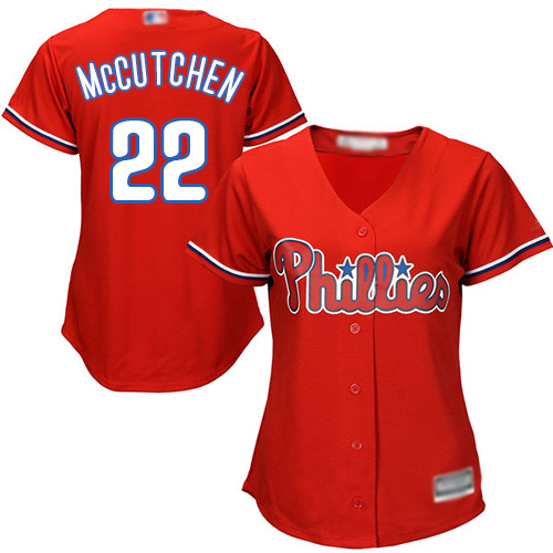 Phillies #22 Andrew McCutchen Red Alternate Women's Stitched Baseball Jersey Phillies #22 Andrew McCutchen Red Alternate Women's Stitched Baseball Jersey