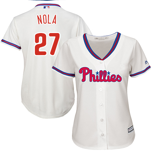 Phillies #27 Aaron Nola Cream Alternate Women's Stitched MLB Jersey Phillies #27 Aaron Nola Cream Alternate Women's Stitched MLB Jersey