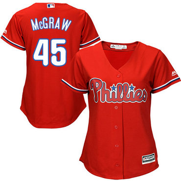 Phillies #45 Tug McGraw Red Alternate Women's Stitched MLB Jersey Phillies #45 Tug McGraw Red Alternate Women's Stitched MLB Jersey
