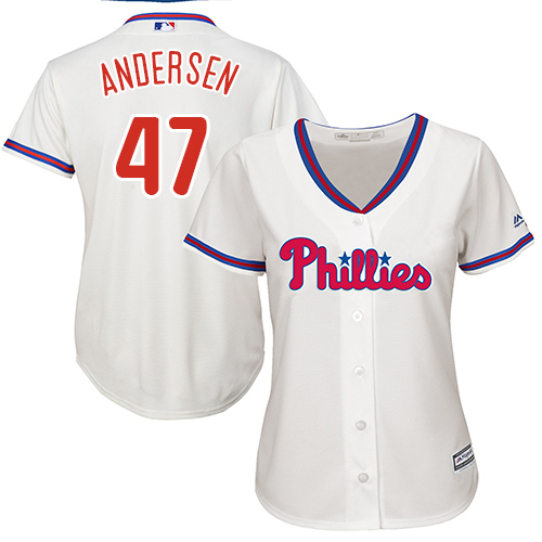 Phillies #47 Larry Andersen Cream Alternate Women's Stitched MLB Jersey Phillies #47 Larry Andersen Cream Alternate Women's Stitched MLB Jersey