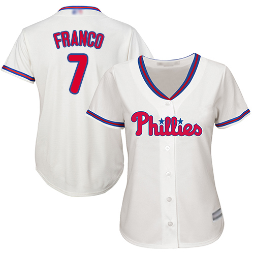 Phillies #7 Maikel Franco Cream Alternate Women's Stitched Baseball Jersey Phillies #7 Maikel Franco Cream Alternate Women's Stitched Baseball Jersey
