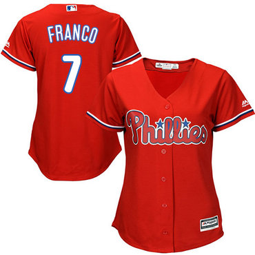 Phillies #7 Maikel Franco Red Alternate Women's Stitched MLB Jersey Phillies #7 Maikel Franco Red Alternate Women's Stitched MLB Jersey