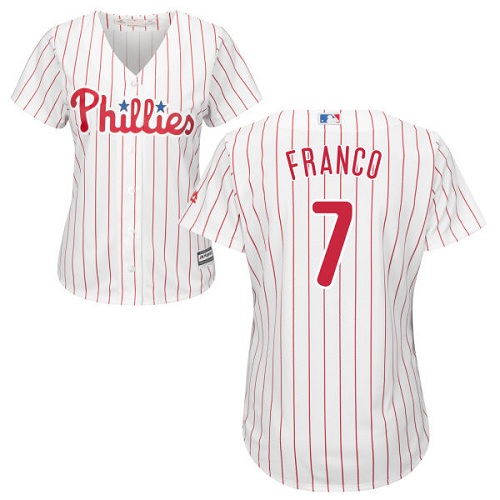 Phillies #7 Maikel Franco White(Red Strip) Home Women's Stitched MLB Jersey Phillies #7 Maikel Franco White(Red Strip) Home Women's Stitched MLB Jersey