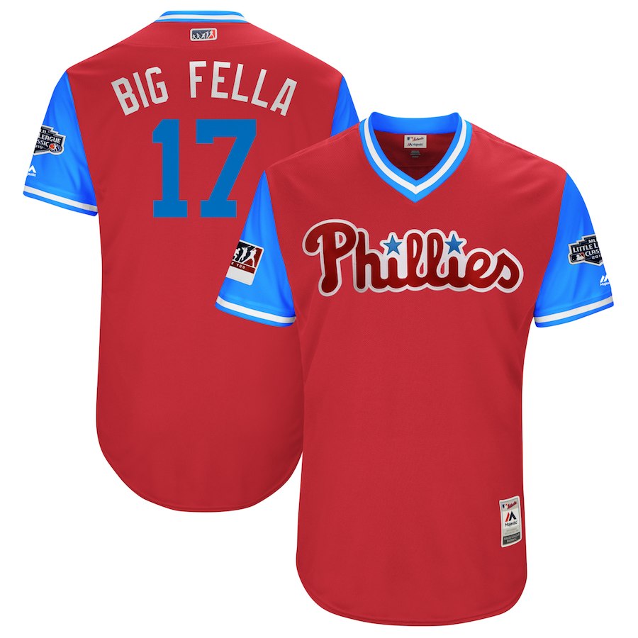 Phillies 17 Rhys Hoskins Big Fella Red 2018 Players' Weekend Authentic Team Jersey