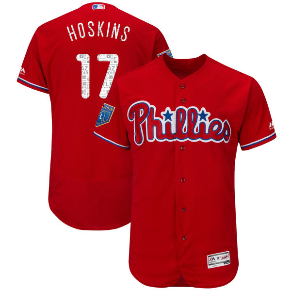 Phillies 17 Rhys Hoskins Red 2018 Spring Training Flexbase Jersey
