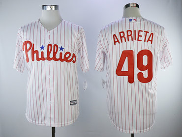 Phillies 49 Jake Arrieta White Cool Base Jersey