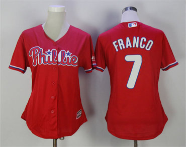 Phillies 7 Maikel Franco Red Women Cool Base Jersey Phillies 7 Maikel Franco Red Women Cool Base Jersey
