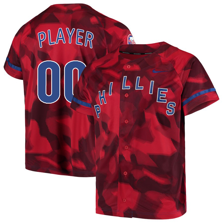 Phillies Red Camo Fashion Men's Customized Jersey Phillies Red Camo Fashion Men's Customized Jersey