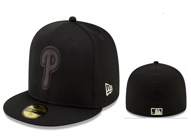 Phillies Team Logo Black Fitted Hat LX