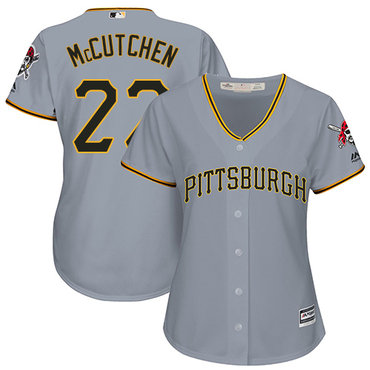 Pirates #22 Andrew McCutchen Grey Road Women's Stitched MLB Jersey