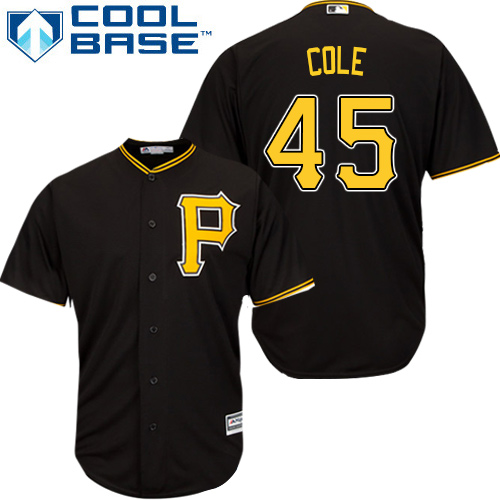 Pirates #45 Gerrit Cole Black Cool Base Stitched Youth MLB Jersey