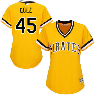 Pirates #45 Gerrit Cole Gold Alternate Women's Stitched MLB Jersey