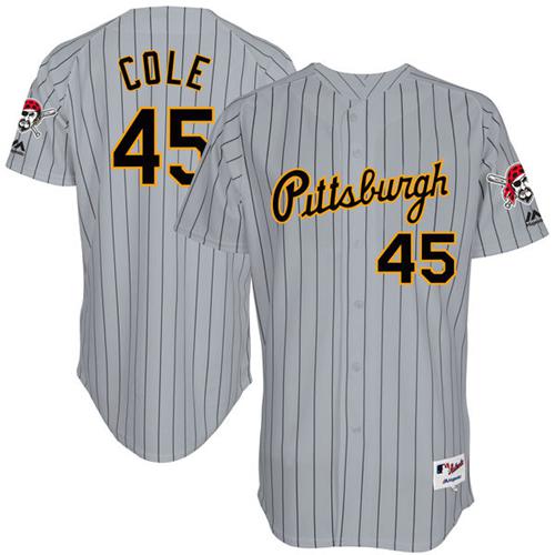 Pirates #45 Gerrit Cole Grey Strip 1997 Turn Back The Clock Stitched MLB Jersey