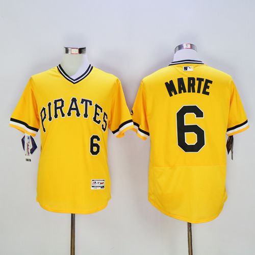 Pirates #6 Starling Marte Gold Flexbase Authentic Collection Stitched MLB Jersey
