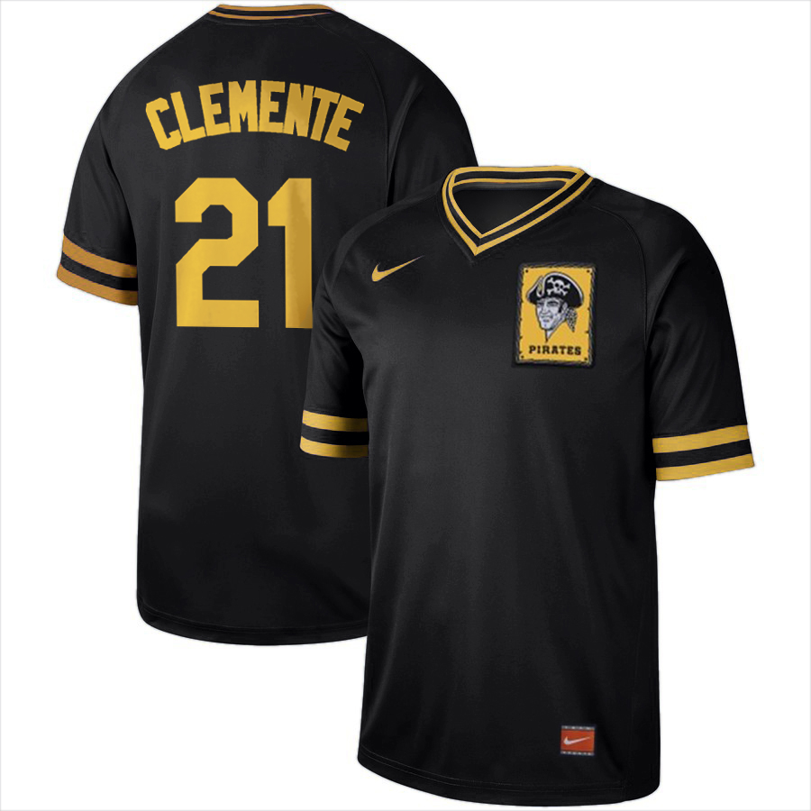 Pirates 21 Roberto Clemente Black Throwback Jersey