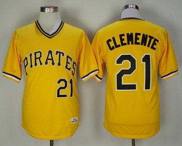 Pirates 21 Roberto Clemente Gold Alternate 1971 Jersey