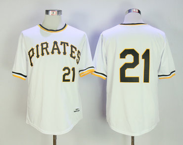 Pirates 21 Roberto Clemente White 1971 Throwback Jersey