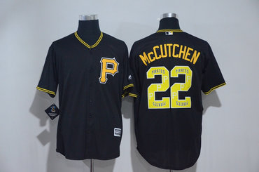 Pirates 22 Andrew McCutchen Black Team Logo Print Cool Base Jersey