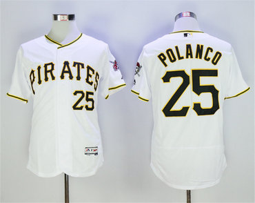 Pirates 25 Gregory Polanco White Flexbase Jersey