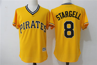 Pirates 8 Willie Stargell Yellow Throwback Cool Base Jersey