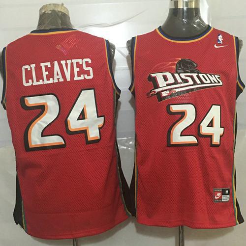 Pistons #24 Mateen Cleaves Red Nike Throwback Stitched NBA Jersey Pistons #24 Mateen Cleaves Red Nike Throwback Stitched NBA Jersey