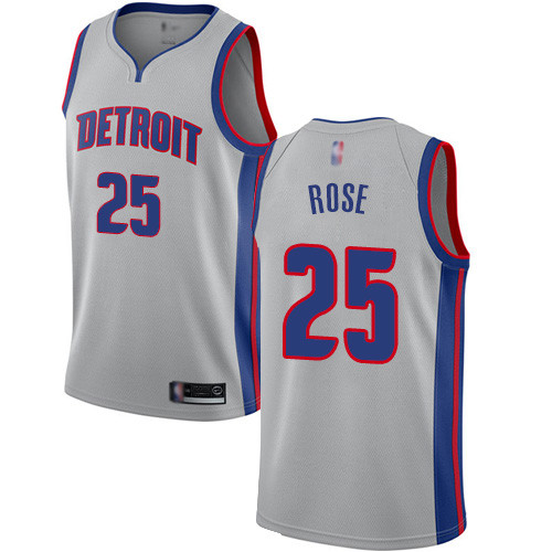 Pistons #25 Derrick Rose Silver Basketball Swingman Statement Edition Jersey Pistons #25 Derrick Rose Silver Basketball Swingman Statement Edition Jersey