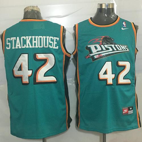 Pistons #42 Jerry Stackhouse Green Nike Throwback Stitched NBA Jersey Pistons #42 Jerry Stackhouse Green Nike Throwback Stitched NBA Jersey