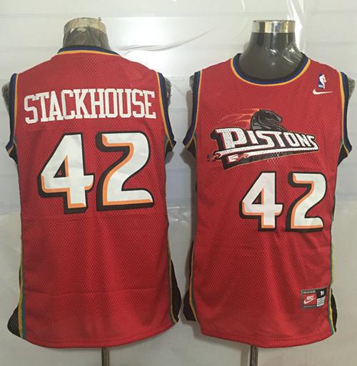 Pistons #42 Jerry Stackhouse Red Nike Throwback Stitched NBA Jersey Pistons #42 Jerry Stackhouse Red Nike Throwback Stitched NBA Jersey