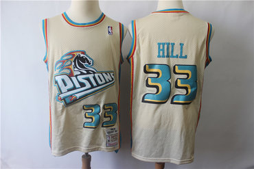 Pistons 33 Grant Hill Cream Hardwood Classics Jersey Pistons 33 Grant Hill Cream Hardwood Classics Jersey