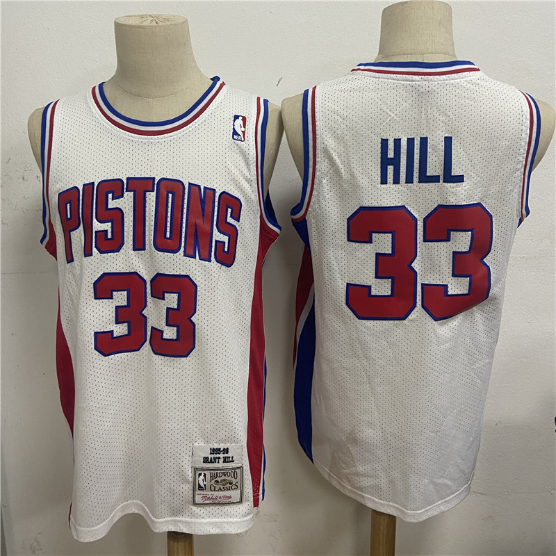 Pistons 33 Grant Hill White 1995 96 Hardwood Classics Jersey Pistons 33 Grant Hill White 1995 96 Hardwood Classics Jersey