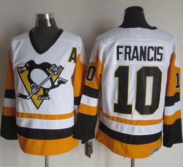 Pittsburgh Penguins #10 Ron Francis White Black CCM Throwback NHL Jersey