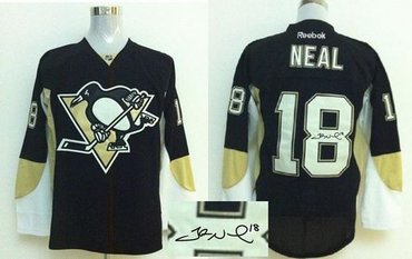 Pittsburgh Penguins #18 James Neal Black 2014 Stadium Series Autographed Stitched NHL Jersey