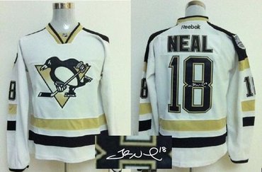Pittsburgh Penguins #18 James Neal White 2014 Stadium Series Autographed Stitched NHL Jersey