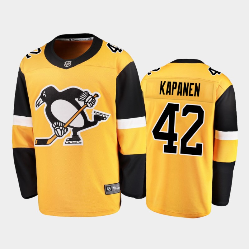 Pittsburgh Penguins #42 Kasperi Kapanen  Yellow Stitched NHL Jersey