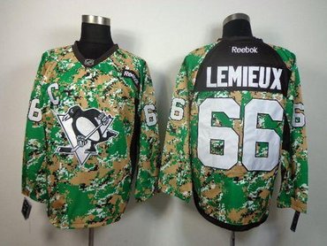 Pittsburgh Penguins #66 Mario Lemieux Camo Veterans Day Practice NHL Jersey