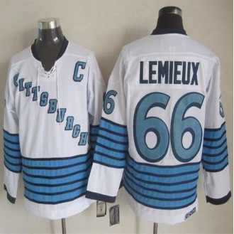 Pittsburgh Penguins #66 Mario Lemieux White-Light Blue CCM Throwback Stitched NHL jersey