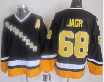 Pittsburgh Penguins #68 Jaromir Jagr BlackYellow CCM Throwback Stitched NHL Jersey