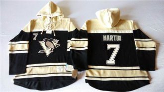 Pittsburgh Penguins #7 Paul Martin Black Sawyer Hooded Sweatshirt Stitched NHL Jersey