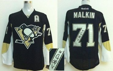 Pittsburgh Penguins #71 Evgeni Malkin Black Autographed Stitched NHL Jersey