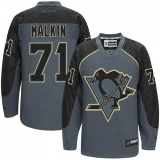 Pittsburgh Penguins #71 Evgeni Malkin Charcoal Cross Check Fashion Stitched NHL Jersey