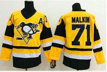 Pittsburgh Penguins #71 Evgeni Malkin Yellow Throwback Stitched NHL Jersey