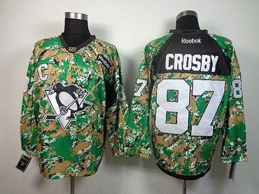 Pittsburgh Penguins #87 Sidney Crosby Camo Veterans Day Practice NHL Jersey