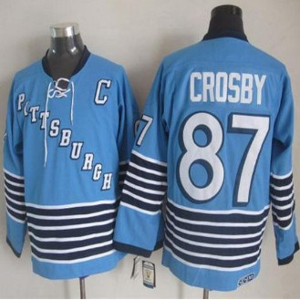 Pittsburgh Penguins #87 Sidney Crosby Light Blue CCM Throwback Stitched NHL Jersey
